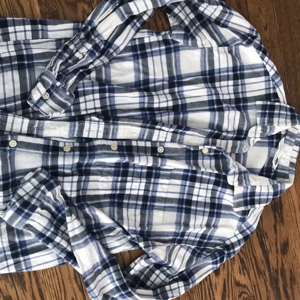 Navy and white boyfriend shirt flannel